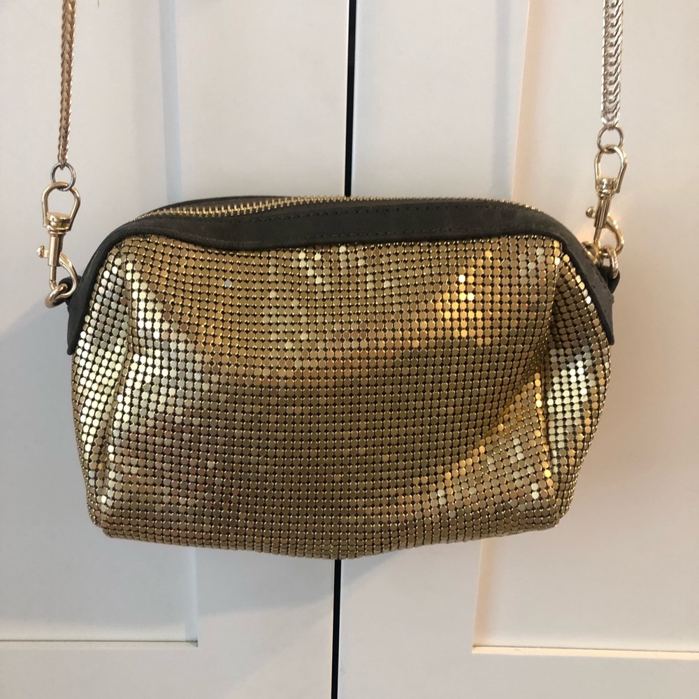 Gold metallic cross body bag